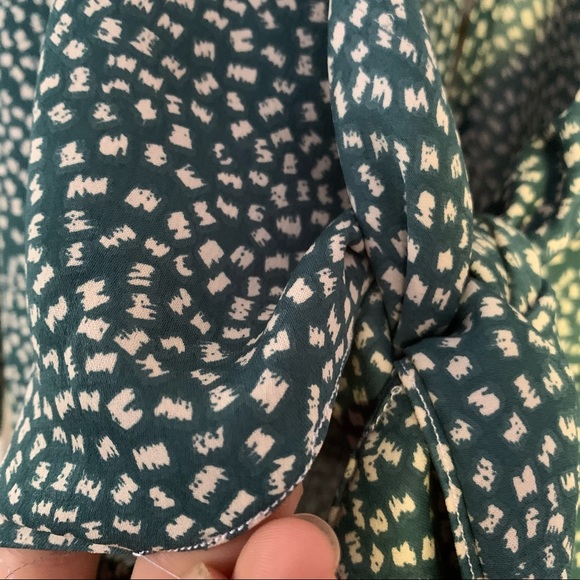 Teal tie front patterned midi dress cutout green - Picture 5 of 9